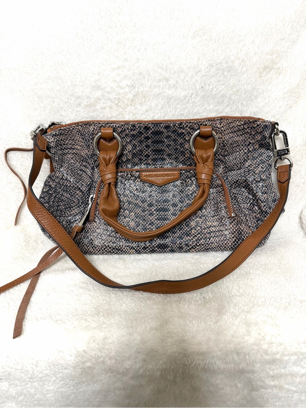 Aimee Kestenberg Snake Print Leather Shoulder Bag Purse